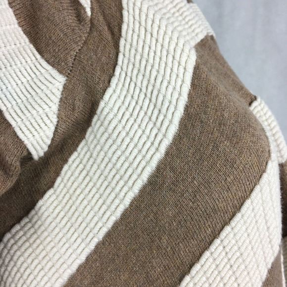 Neve Cardigan Womens Sz‎ S Brown Ivory Striped Flowy Open Sweater Cotton - Picture 3 of 10